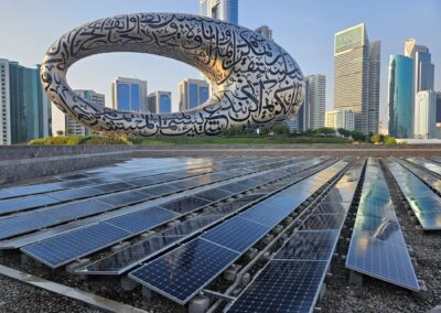 Museum of the future MOTF dubai UAE, solar panels, solar power PV system